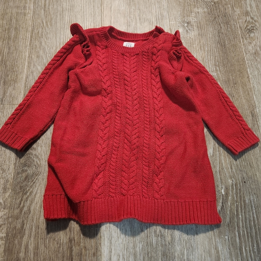 Baby GAP Bright Red Cable Knit Sweater Dress